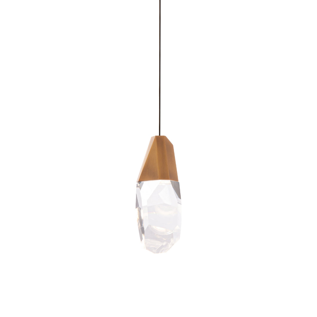 Martini LED Mini Pendant Light in Aged Brass/Clear Optic Crystal.