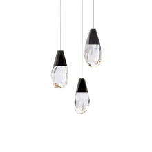 Load image into Gallery viewer, Martini LED Multi Light Pendant Light in Black/Clear Optic Crystal (3-Light).
