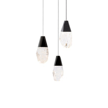 Load image into Gallery viewer, Martini LED Multi Light Pendant Light in Black/Heritage Optic Haze Crystal (3-Light).
