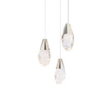 Load image into Gallery viewer, Martini LED Multi Light Pendant Light in Polished Nickel/Heritage Optic Haze Crystal (3-Light).
