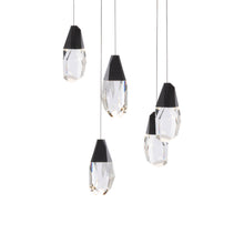 Load image into Gallery viewer, Martini LED Multi Light Pendant Light in Black/Clear Optic Crystal (5-Light).
