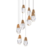Load image into Gallery viewer, Martini LED Multi Light Pendant Light in Aged Brass/Clear Optic Crystal (9-Light).
