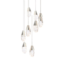 Load image into Gallery viewer, Martini LED Multi Light Pendant Light in Polished Nickel/Heritage Optic Haze Crystal (9-Light).
