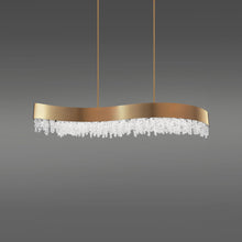 Load image into Gallery viewer, Soleil Linear LED Pendant Light in Aged Brass.

