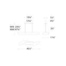 Load image into Gallery viewer, Soleil Linear LED Pendant Light - line drawing.
