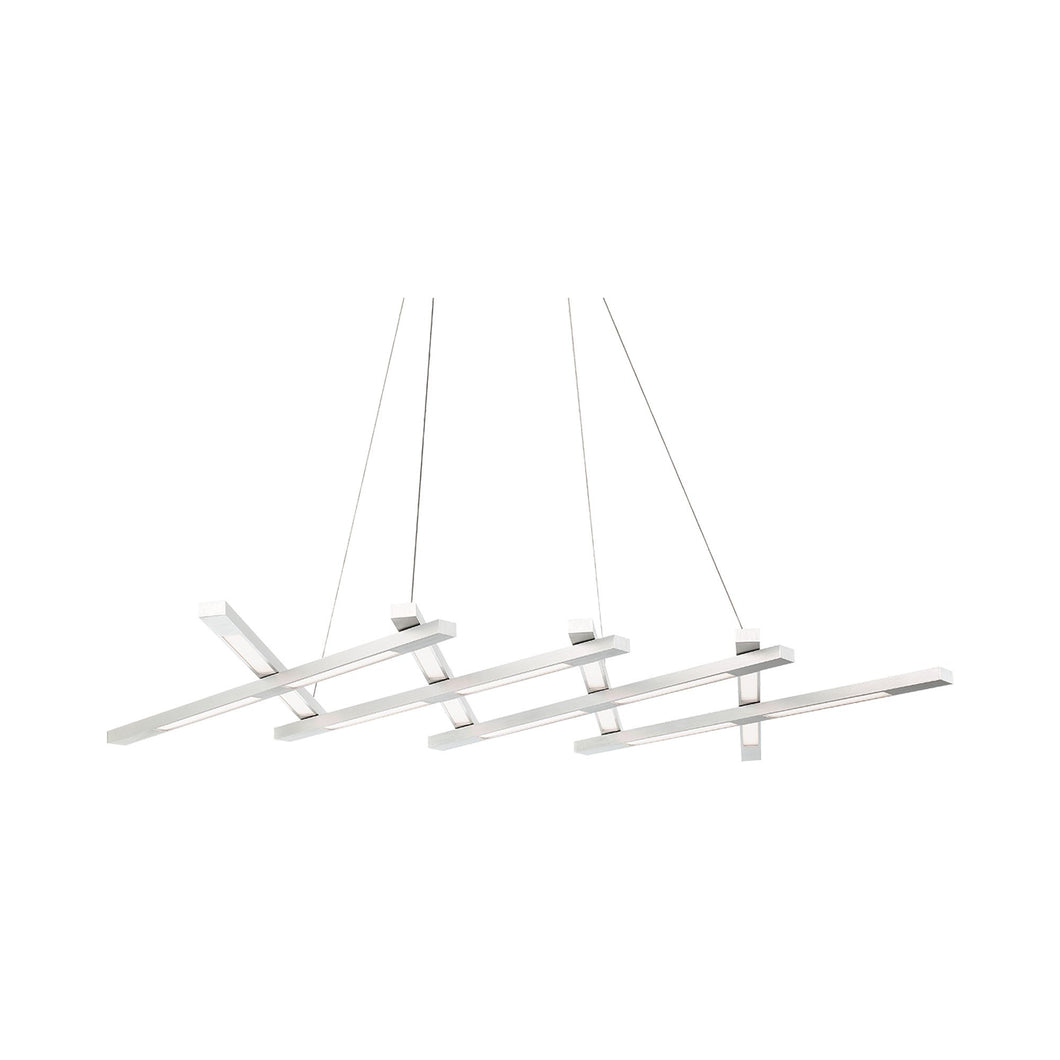 Scissors LED Chandelier in Brushed Aluminum.