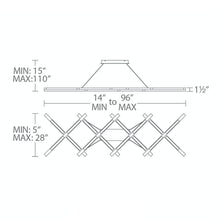Load image into Gallery viewer, Scissors LED Chandelier- line drawing.
