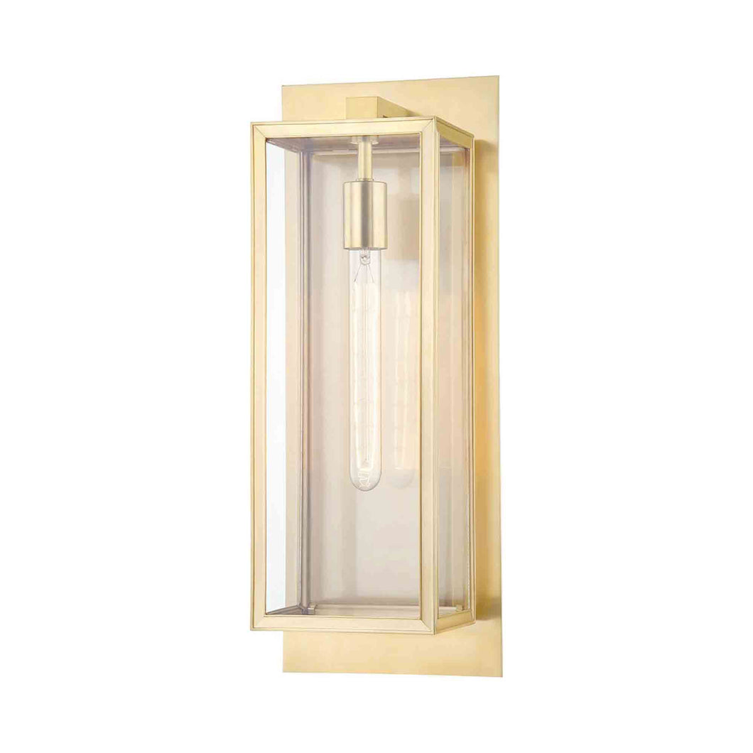 Sea Cliff Outdoor Wall Light in Aged Brass.