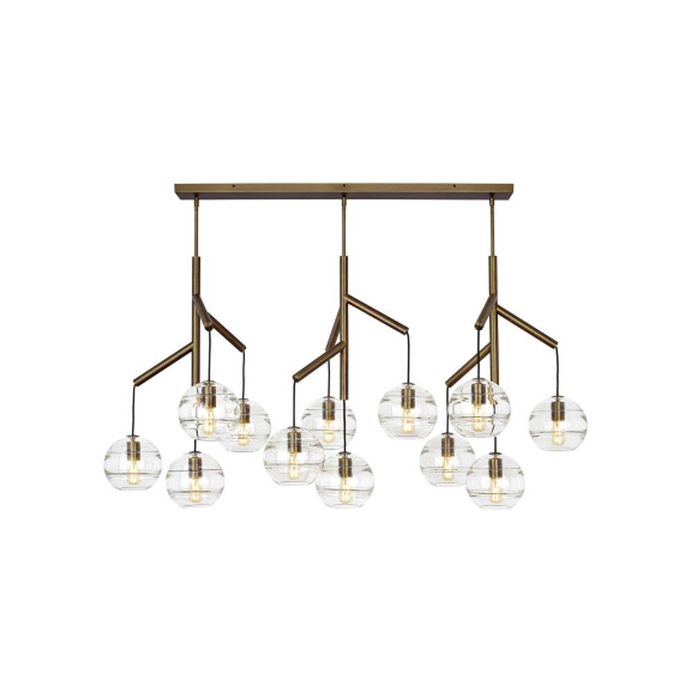 Sedona Triple Chandelier in Aged Brass/Clear.