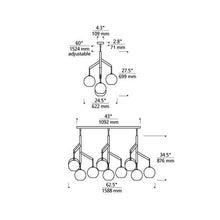 Load image into Gallery viewer, Sedona Triple Chandelier - line drawing.

