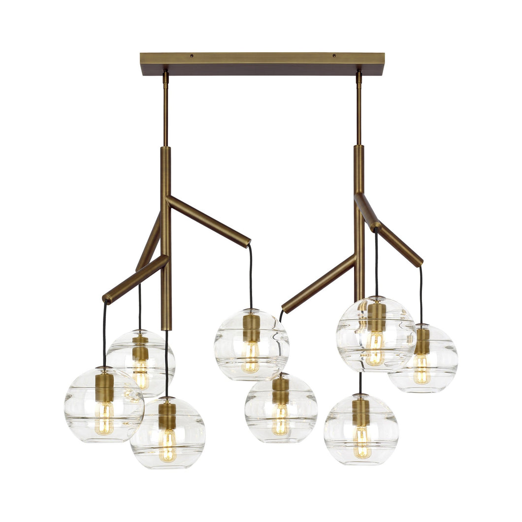 Sedona Double Chandelier in Aged Brass/Clear.