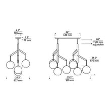 Load image into Gallery viewer, Sedona Double Chandelier - line drawing.
