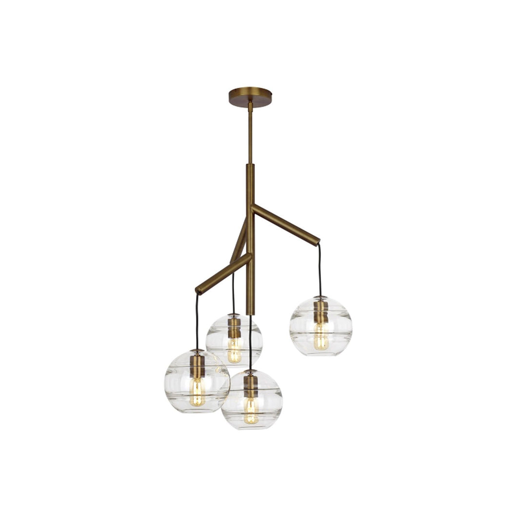 Sedona Multi Light Pendant Light in Clear/Aged Brass/Incandescent.