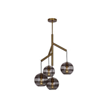 Load image into Gallery viewer, Sedona Multi Light Pendant Light in Transparent Smoke/Aged Brass/Incandescent.

