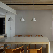 Load image into Gallery viewer, Castle Cone Pendant Light in dining room.
