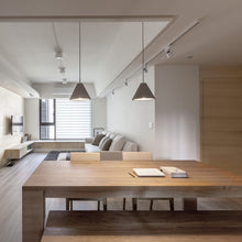 Load image into Gallery viewer, Castle Cone Pendant Light in living room.
