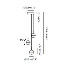 Load image into Gallery viewer, Dora LED Multi Light Pendant Light - line drawing.
