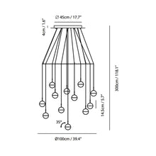 Load image into Gallery viewer, Dora LED Multi Light Ring Pendant Light - line drawing.
