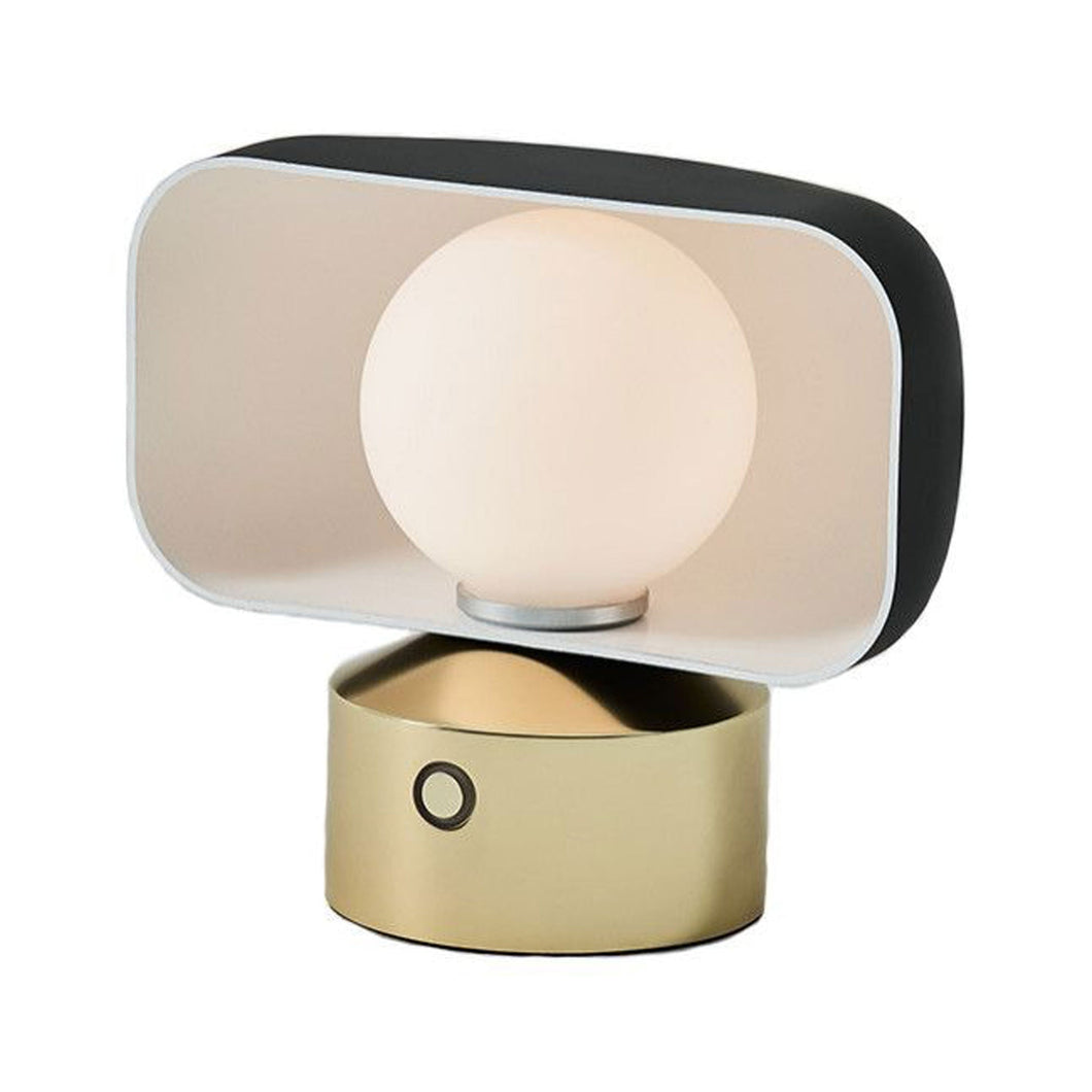 Hoodie LED Cordless Table Lamp in Matte Grey/Champagne Gold.