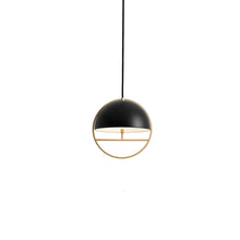 Load image into Gallery viewer, Huan LED Pendant Light in Matte Black/Champagne Gold (Small).

