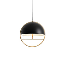 Load image into Gallery viewer, Huan LED Pendant Light in Matte Black/Champagne Gold (Large).

