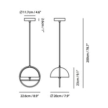 Load image into Gallery viewer, Huan LED Pendant Light - line drawing.
