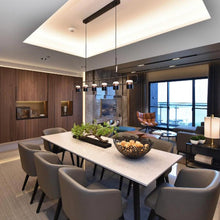 Load image into Gallery viewer, Ling LED Linear Pendant Light in dining room.
