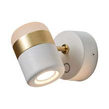 Load image into Gallery viewer, Ling LED Wall Light in White/Matte Brass.
