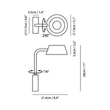 Load image into Gallery viewer, OLO LED Arm Wall Light - line drawing.
