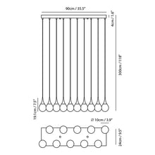 Load image into Gallery viewer, Paopao LED Linear Pendant Light - line drawing.

