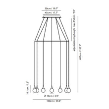 Load image into Gallery viewer, Paopao LED Multi Light Pendant Light - line drawing.
