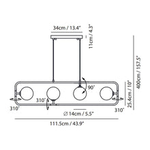 Load image into Gallery viewer, Sircle LED Linear Pendant Light - line drawing.

