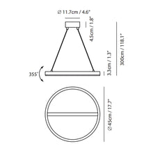 Load image into Gallery viewer, SOL LED Pendant Light - line drawing.
