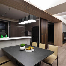 Load image into Gallery viewer, Zhe Linear Pendant Light in dining room.
