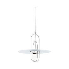Load image into Gallery viewer, Setareh LED Pendant Light with Diffuser in Medium/Black and White/Metal Disc.
