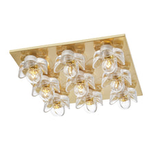Load image into Gallery viewer, Shea Flush Mount Ceiling Light in Aged Brass (9-Light).
