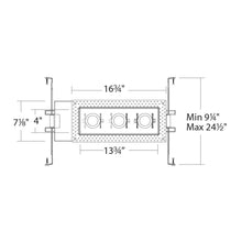 Load image into Gallery viewer, Silo Multiples 3 Light LED Recessed Trim - line drawing.
