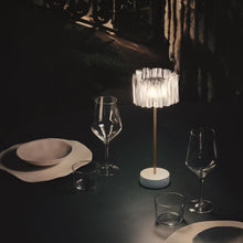 Load image into Gallery viewer, Accordeon Battery LED Table Lamp in Outdoor Area.
