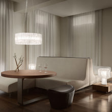 Load image into Gallery viewer, Accordeon LED Chandelier in dining room.
