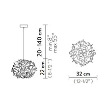 Load image into Gallery viewer, Veli Mini Single Couture LED Pendant Light - line drawing.
