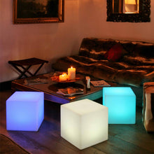 Load image into Gallery viewer, Cube Bluetooth Outdoor LED Lamp in living room.
