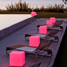 Load image into Gallery viewer, Cube Bluetooth Outdoor LED Lamp in Outside Area.
