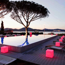 Load image into Gallery viewer, Cube Bluetooth Outdoor LED Lamp in Outside Area.
