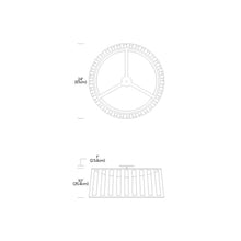 Load image into Gallery viewer, Solis LED Drum Semi Flush Mount Ceiling Light - line drawing.
