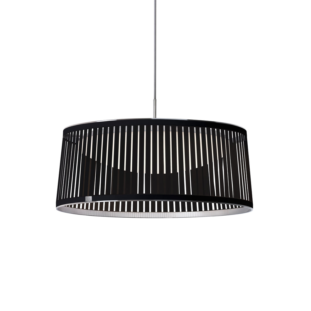 Solis LED Drum Pendant Light in Black/Small.