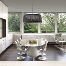Load image into Gallery viewer, Solis LED Drum Pendant Light in office.
