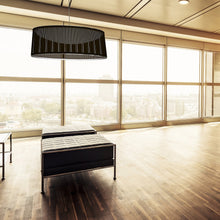 Load image into Gallery viewer, Solis LED Drum Pendant Light in office.
