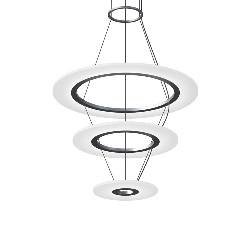 Arctic Rings™ Triple Ring LED Pendant Light in Bright Satin Aluminum (Small).