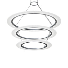Load image into Gallery viewer, Arctic Rings™ Triple Ring LED Pendant Light in Bright Satin Aluminum (Large).
