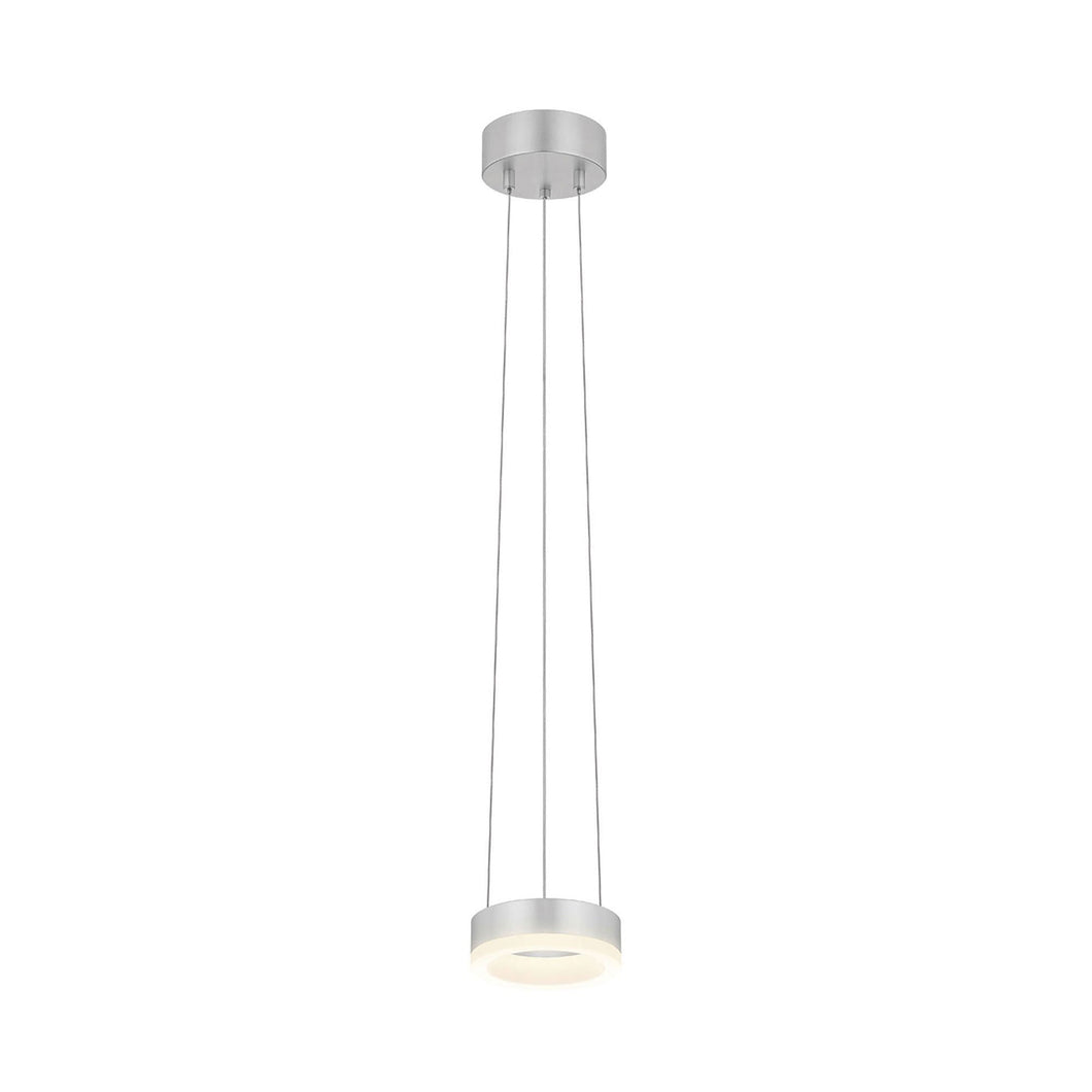 Corona Ring Mini LED Pendant Light in Bright Satin Aluminum.